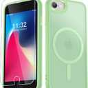 for iPhone SE Case 2022(3rd)/2020(2nd), iPhone 8/7 Case, with 1 Screen Protector, Matte Magnetic Slim Phone Cover, Support for Magsafe, Shockproof Protection Translucent Frosted Back,Mint Green