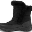 Lands' End Expedition Waterproof Insulated Womens Snow Boots, Lace Up or Slip On Winter Boots for Women, Medium or Wide Width Sizes 6 to 11, Black, Brown, Blue, White or Grey Winter Shoes (Black, M)