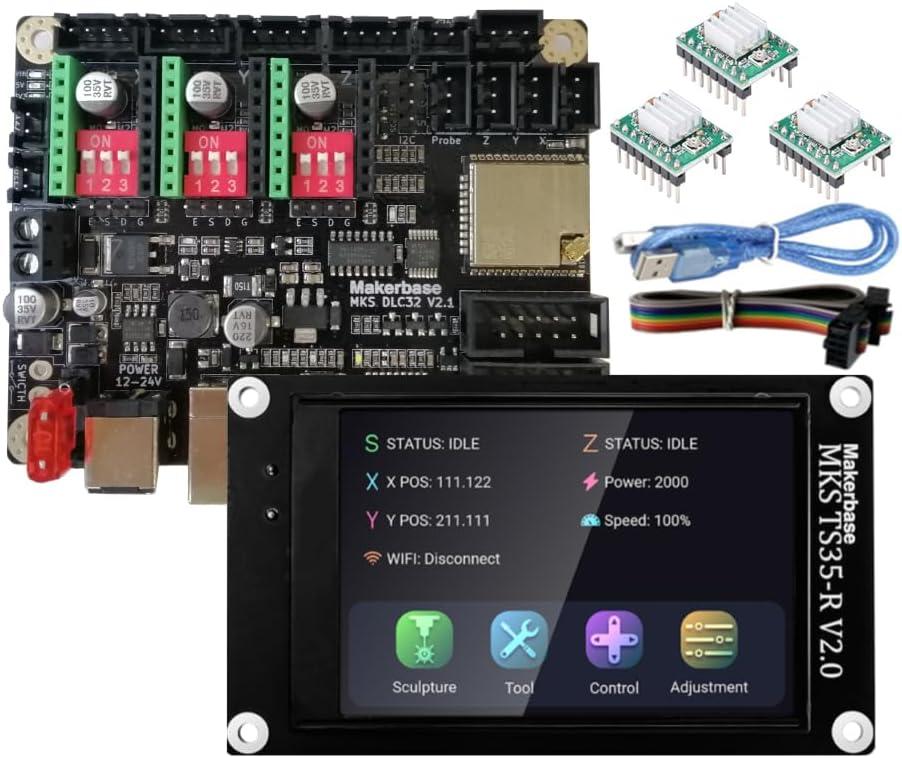 MKS DLC32 32bits GRBL Shield Controller CNC Expansion Board TS35 Offline Touch Screen Compatible CNC3018 PRO Upgrade Parts for Laser Engraver Machine