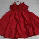 Homecoming Dresses for Teens Knee Length Spaghetti Strap with Pockets Satin Backless Prom Dress (2, Red 1), S