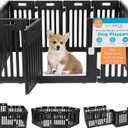 BIRDROCK HOME Dog Playpen w/Door, 12 Panel, 25.6in H | Strong Plastic, Non-Slip Puppy Playpen, Secure Pet Gate | Indoor Outdoor Fence | Configurable Panels | Small to Medium Pets - Black