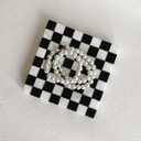 Marble Stone Black and White Checkerboard Square Small Splicing Mosaic Tray Jewelry Dish (Black and White)