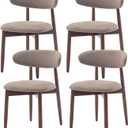 COLAMY Wooden Dining Chairs Set of 4, Modern Fabric Upholstered Kitchen Chairs, Farmhouse Dining Room Chair with Foot Pegs, Camel