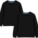2-Pack Unisex Kids and Toddlers' Crewneck Sweatshirts Solid Long Sleeve Pullover Tops for Boys and Girls, S, Black