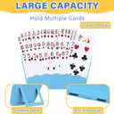 RESOVO Playing Cards Holders Stands Decks w/Foldable Tabletop Stand, 3 Layers Design for Poker UNO Cards, Playing Card Accessories, Set of 4 (2 Blue + 2 Yellow)