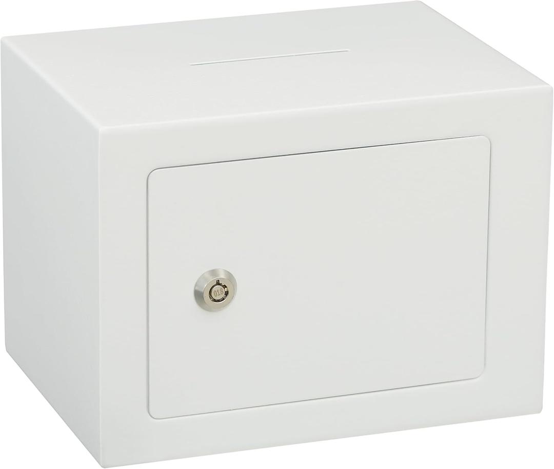 ELLAIG Safe Box Small Safe Money Cash Safe Keys Gun Safe 6.7"D x 9.05"W x 6.7"H 0.24 CuFt Mini Security Lock Safe Boxes for Coin Home Office Hotel Rooms Business Jewelry Gun (White)