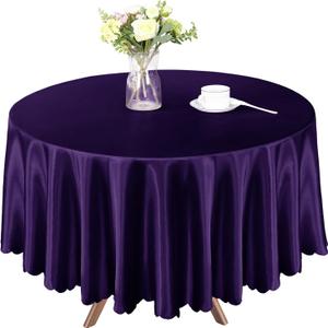 Homiest 1 Pack 72 Inch / 6ft Round Tablecloth Satin Table Cover, Purple Table Cloth Overlay Bright Table Decorations, Silky Satin Dining Table Cloths for Wedding Reception Graduation Banquet