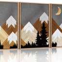 CHDITB Mountain Framed Canvas Wall Art Set, Country Wood Style Wall Decor, Rustic Farmhouse Wall Painting, Forest Nature Art Print for Living Room, Bedroom, Dinning Room, Office - Large Size 16"x24"x3