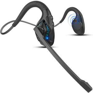 iDIGMALL Bluetooth 5.3 Headset with Microphone, Open Ear Headphones w/Noise Cancelling Mic for Phone PC Computer Laptop, Lightweight & Comfortable Wireless Headset for Office Driving Working Home, 10H (Cyan)