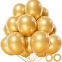 110pcs Metallic Gold Balloons, Metallic Gold Latex Balloons 12 inch, Gold Balloon for Birthday Party Baby Shower Wedding(with 2 Ribbons).