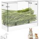 Acrylic Rabbit Hay Feeder with Lid, Transparent Hanging Food Dispenser Hay Feeder for Bunny Rabbits Guinea Pig Cage Chinchillas Hamsters Small Pets and Animals Medium