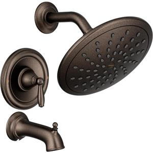 Moen Brantford Oil Rubbed Bronze Posi-Temp Tub and Shower Trim Kit, Including 8-Inch Eco-Performance Rainshower, Handle, and Tub Spout, Valve Required, T2253EPORB