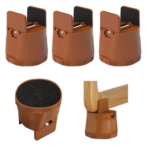 ZEMINIOR Bed Risers Heavy Duty, Furniture Risers with Adjustable Screw Clamp Supports 1,000 lbs, Lift 2.36"-3.15" for Twin Floor Bed, Dorm, Table, Desk, Chair Leg Extenders(4 Pack, Brown)