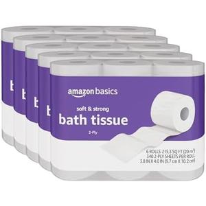 Amazon Basics Soft and Strong 2-Ply Toilet Paper, 30 Ultra Rolls = 120 Regular Rolls, Unscented, 340 Sheet (30 Rolls)