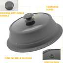 Collapsible Microwave Splatter Lid with Vented Tempered Glass Cover Wok Lid for Microwave Safe, Stockpot Steamer Pot Pan 10.5-11 inch Universal Multifunction Silicone Cover (Grey)