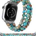 Moolia Stretch Natural Stone Strap Compatible with Apple Watch Bands 40/42/41/38mm Women, Jasper Handmade Bracelet Boho Beaded Band for iWatch Series 11 10 9 8 7 6 5 4 3 SE/Ultra 3 2 1