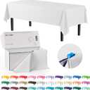Party Solids 54 Inch X 300 Feet White Plastic Table Cover Roll in A Cut - to - Size Box with Convenient Slide Cutter. Cuts Up to 36 Rectangle 8 Feet Plastic Disposable Tablecloths