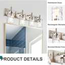 Bathroom Vanity Lighting Fixtures 4 Lights,Brushed Nickel Bathroom Vanity Lights with Clear Hammered Shade Wall Sconce Lighting Modern Farmhouse Bath Lighting