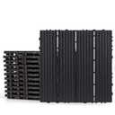Plastic Interlocking Deck Tiles, 12pcs, 12"x12" Each, Dark Grey