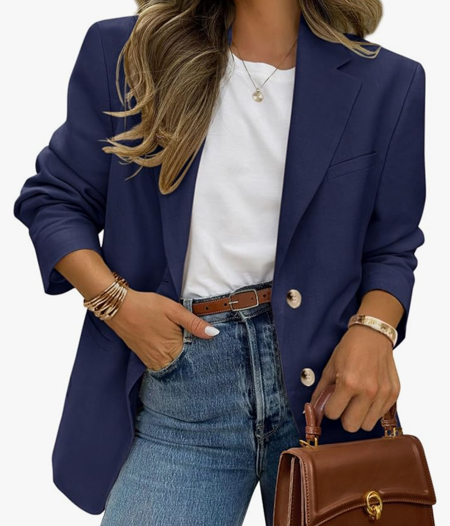 PRETTYGARDEN 2026 Blazers for Women Business Casual Long Sleeve Lapel Open Front Suit Jacket Work Blazer with Pockets, Size Medium