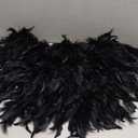 Womens Faux Feather Mini Skirt Sexy Mid Waist Mini A-line Feather Tutu Skirt for Halloween Carnival Party Black