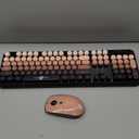 FOPETT Wireless Keyboard and Mouse Combo - 2.4G Full-Sized Cute Colorful Mouse and Keyboard with 104 Round Keys Retro Typewriter Keyboard for Laptop/Windows/PC - Pink Gradient