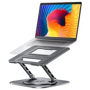 AOEVI Adjustable Laptop Stand with 360 Rotating Base, Computer Stand for Laptop Ergonimic Foldable Laptop Riser for Desk Compatible with MacBook Pro/Air Notebook up to 16 Inches, Grey