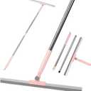 Heavy-Duty 20" Floor Squeegee & Silicone Broom for Concrete,Tile, Garage, Windows, Commercial Squeegee Broom with Long Handle, Pet Hair, Dust & Liquid Remover for Floors/Rugs(Pink)