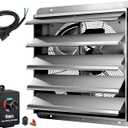 iPower 24 Inch Wall Mounted Shutter Exhaust Fan with Speed Controller and Power Cord Kit, Aluminum, 1400 RPM, 4016 CFM, for Attic, Garage, Louvered Vent, Plant, Greenhouse, Silver