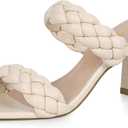 Athlefit Women's Braided Heeled Sandals Summer Square Open Toe Chunky Block Heels 9