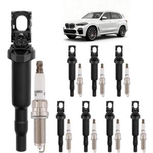 HQPASFY Ignition Coil Packs & Spark Plugs (Set of 8), Compatible with 2002-2016 BMW X5/X6, 545i/550i/645ci/650ci/650i/745i/745li & More 4.4L 4.8L, Replaces# 0221504470, UF592