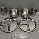 Jinei 10 Pcs Stainless Steel Dishes Set 2 Stainless Steel Plates, 2 Bowls, 2 Cups, 2 Spoons, 2 Forks, Dishwasher Safe, Durable Dining Set for Home Travel Camping (Tableware)