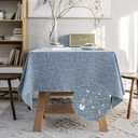 Waterproof Linen Tablecloths Rectangle Dining54"x86" Dirty Blue | Cotton Linen Wipe Clean Indoor & Outdoor Dining Table Cover for Buffet Party and Banquets, Wrinkle Resistant