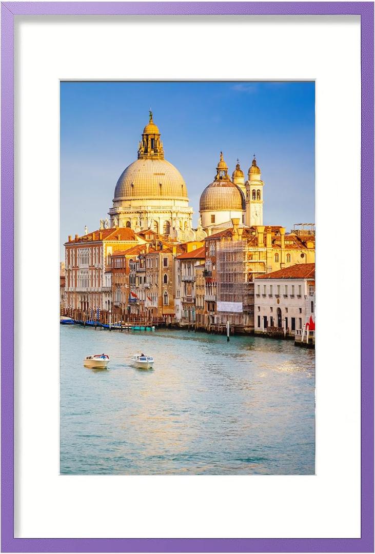 wyooxoo 24x36 Picture Frame Made of Solid Wood Purple Photo Frames Display Pictures 20x30 with Mat or 24 x 36 Without Mat Colorful Frame For Horizontal Vertical Wall Mounting
