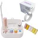 LRDCREEE Automatic Bobbin Winder with Auto Stopper, Large Spool Thread Holder and Extra 6 Spools of 400 Yards Polyester Threads for Sewing Machine Thread Winding Use