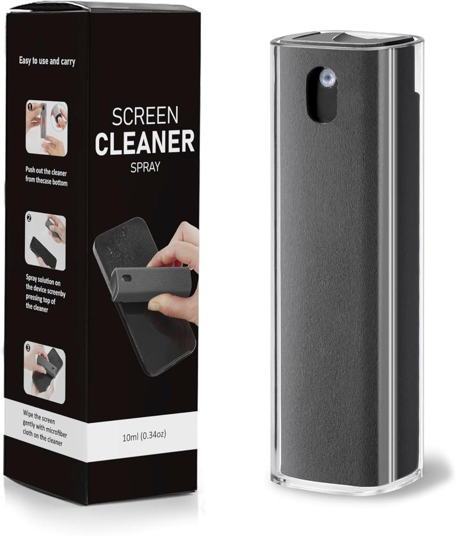 Screen Cleaner Spray Kit  3-in-1 Detachable Design with Built-in 10mL Spray Bottle, Microfiber Cloth & Protective Shell  for Phone, Tablet, Laptop, Car Display & Touchscreens
