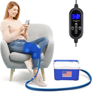 Cold Therapy Machine System with Programmable Timer, Ice Machine for Knee After Surgery Recovery, Wearable, Adjustable Knee Pad, Quiet Pump, Ideal for Sports Injuries, Knee Pains