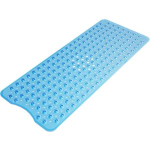 AmazerBath Shower Mat Non Slip 40 x 16 Inches, Bathtub Mat Shower Stall Mats with Suction Cups and Drain Holes, Non Slip Bath Mat for Tub for Elderly & Kids, Clear Blue
