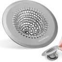 Shower Drain Hair Catcher, Fast Drainage Bathtub Drain Hair Catcher, Easy Clean Hair Catcher Shower Drain, Upgraded 304 Stainless Steel Shower Drain Cover for Bath Regular & Pop-up Drain (Light Gray)