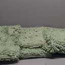 ACCUMTEK Tauso Striped Sage Green Bathroom Rug Set 3 Pieces Ultra Soft, Non Slip Chenille Toilet Mat, Absorbent Plush Shaggy Bath Mats for Bathroom, Bedroom, Kitchen