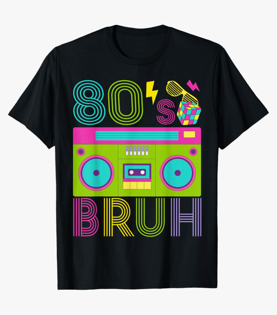 Retro 80s Bruh Outfits for Boys 1980s Party Outfit Eighties T-Shirt Small