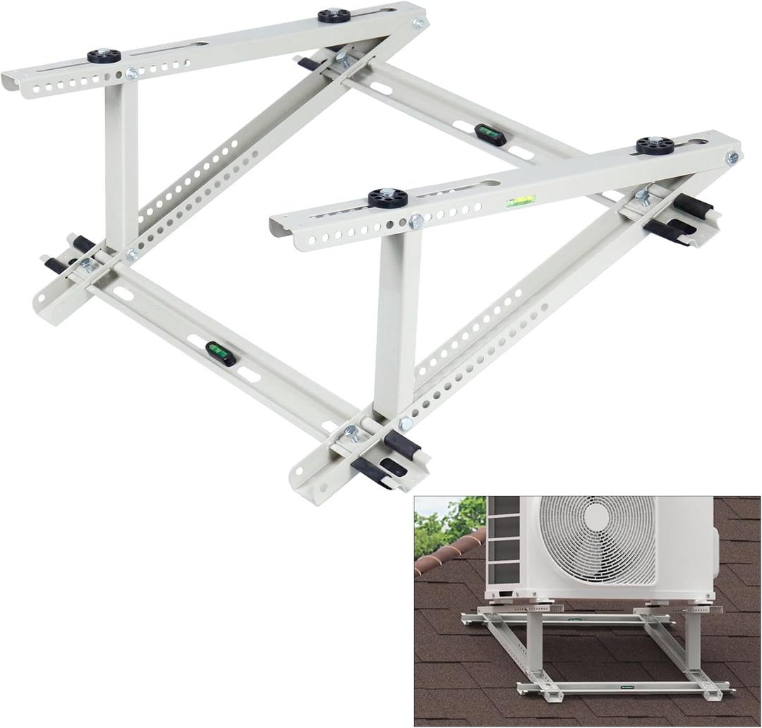 Air Conditioner Rooftop Mount Mini Split Bracket, Adjustable Rooftop Mounting Mini Split Bracket for Ductless Mini Split Heat Pump Air Conditioner Unit 9000-24000 BTU, Support up to 300 LBS
