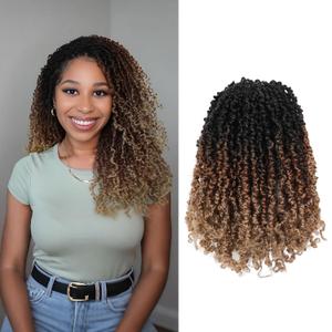Yanky Twist Crochet Hair (8+10+12inch)*3,Total 9 packs,3 Tones Auburn Blonde,Pre-Looped Curly Mini Passion Twist,Pre-Twisted Micro Spring Twist,Yankee Twist Senegalese Twist Crochet Hair (OT1B/30/27#)