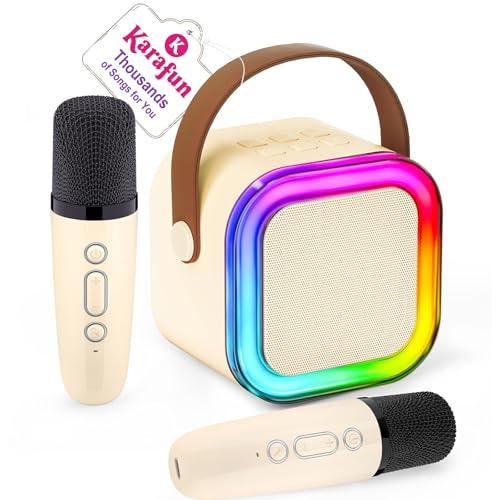 Mini Karaoke Machine for Kids, 2026 TOP Toys Birthday Valentine's Day Gifts Ideas for Girls Ages 4, 5, 6, 7, 8, 9, 10, 12+ Years Old, Portable MP3 Player with 2 Wireless Mics for Family Home Party
