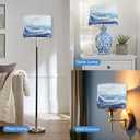Decorative Lamp Shade Polyester Fibre Printed Drum Shade for Table Lamp & Bedside Lamp, 13 "Top x 13" Bottom x 10 "Height,Includes 2pcs (Sea Waves)