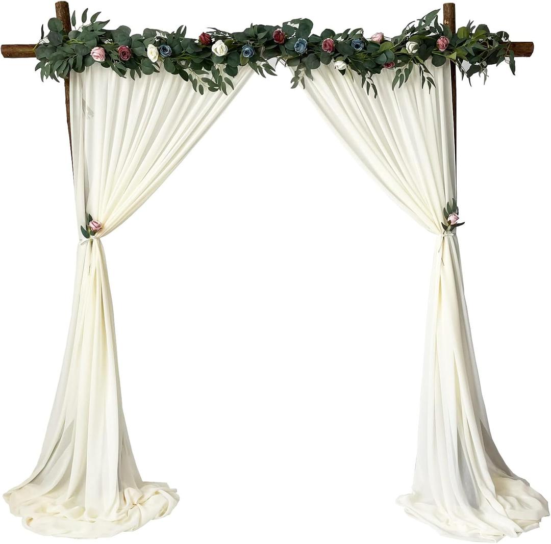Chiffon Backdrop Curtains 14 fit， Chiffon Fabric Drapes for Wedding, Long Sheer Curtain for Living Room, Arch Party Stage Decoration