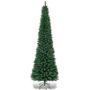 8Ft PVC Artificial Pencil Christmas Tree Slim Stand Green