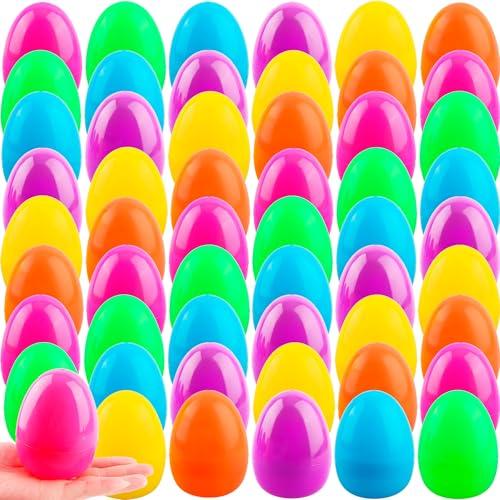 4 Inch Plastic Fillable Easter Eggs 54 pcs Large Colorful Easter Egg Big Flat Bottom Eggs Bulk for Easter Basket Fillers Egg Hunt Party Supplies (54 Pcs (6 Color) - Flat Bottom (4 Inch))