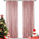 Hahuho Rose Gold Sequin Backdrop Curtain, 2PCS 2FTx8FT Glitter Backdrop Curtain for Parties, Christmas, Wedding, Party Decoration2 Panels, 2FT x 8FT, Rose Gold