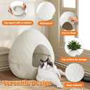 Plant Litter Box Egg-Shaped, Hidden Cat Litter Box Enclosure - Secret Small Litter Box Furniture with Two Interchangeable Top, for Living Room Corner, Ivory White, 20"×20"×19.6"